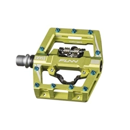 Funn Spares Funn Mamba S Dual Platform SPD Pedals, Single Sided Clip Compact Platform Mountain Bike Pedals, Compatible with SPD Cleats, 9 / 16-Inch CrMo Axle Bicycle Pedals for MTB / BMX / Gravel Cycling (Green)