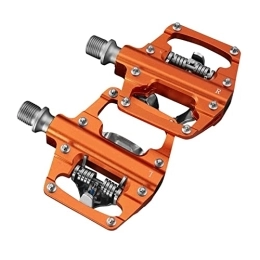 GENGGENG Mountain Bike Pedal GENGGENG YEJIANGHUA Fit For MTB Bike Clipless Pedals Self-locking CNC Aluminum Alloy DU Bearing SPD Double Flat Platform Mountain Bicycle Pedal (Color : Orange)