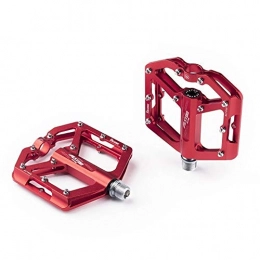 HNZZ Mountain Bike Pedal HNZZ Bike Pedal Non-Slip Mountain Bike Pedals, Ultra Strong Colorful Machined 9 / 16" 3 Sealed Bearings For Road Fixie Bike (Color : Red)