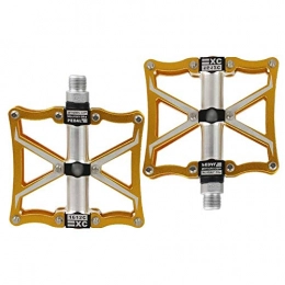 HOOBBI Mountain Bike Pedal HOOBBI Aluminum Cycling Bike Pedals, Mountain Road Off-Road Bicycle Bearing Pedal, Sealed Bearing, Riding Equipment Accessories (Color : Gold, Size : One Size)