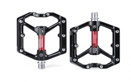 HYE Mountain Bike Pedal HYE XINGSTOR CX930 Road Mountain Bike Bicycle Cycling Wide Flat Pedal Aluminium Alloy 3 Sealed Bearings Removable Antiskid Cleats (Color : Black Red)