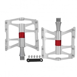 Jarchii Bike Pedal, 1 Pair of Aluminum Alloy Mountain Road Bike Pedals Lightweight Bicycle Replacement Parts Great Replacement Accessory Most Mountain Bikes(Silver)