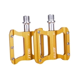 JISADER Spares JISADER Mountain Bike Pedals with Non-Slip Studs, 9 / 16 Inch Aluminum Pins, Golden