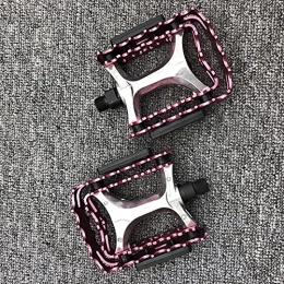 JTXQSI Spares JTXQSI Bicycle Pedals, Mountain Bike Aluminum Alloy Powder Black Pedal Bicycle Parts (Color : Pink)