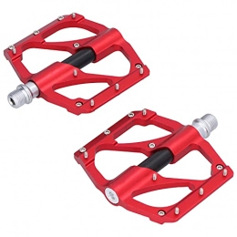 Keenso Spares Keenso 1 Pair Aluminium Alloy Non-slip Bicycle Pedals Widen High Speed Bearing Mountain Bike Pedal Bicycle Pedals Replacement with 6pcs Anti‑slip Foot Nails(red)