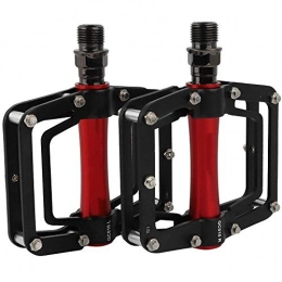Keenso Spares Keenso Bike Foot Pedals, 1 Pair Aluminum Alloy Hollow-Out Bike Pedals Anti-Slip Bicycle Foot Pedals Cycling Replacement Parts for Mountain Bike(Black & Red)