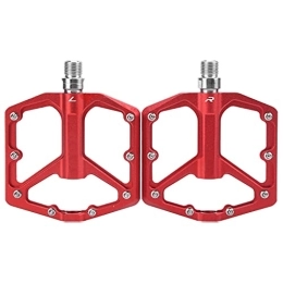 Keenso Spares Keenso Flat Bicycle Pedals, 1 Pair Aluminium Alloy Mountain Bike Pedals Non‑slip Road Bike Bicycle Platform Flat Pedals Cycling Accessories(red) Bicycles and Spare Parts