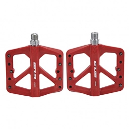 Keenso Spares Keenso Mountain Bike Pedals, 1 Pair MTB Bike Pedals Bicycle Self‑lubricating Bearing Pedals Cycling Platform Flat Pedals with 5 Anti‑skid Nails Red