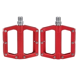 Keenso Spares Keenso Mountain Bike Pedals, 1 Pair MTB Bike Pedals Road Bike Sealed Bearing Pedals Cycling Platform Flat Pedals with 8 Anti‑skid Nails for Mountain Bike, Folding Bike, Road Bike(red)