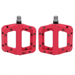 Keenso Spares Keenso Mountain Bike Pedals, 1 Pair Nylon Fiber MTB Bike Pedals Bicycle Platform Flat Pedal Cycling Non-slip Pedals Replacement Red for Mountain Bike, Road Bike, Folding Bike