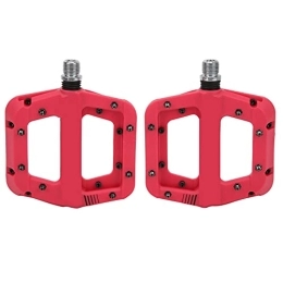 Keenso Spares Keenso Mountain Bike Pedals, 1 Pair Nylon Fiber MTB Bike Pedals Bicycle Platform Flat Pedal Cycling Non-slip Pedals Replacement Red for Mountain Bike, Road Bike, Folding Bike Bicycles and Spare Parts