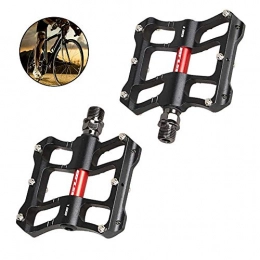KOBWA Spares KOBWA Mountain Bike Pedals Anti-Slip Lightweight 4 Sealed Bearings Pedals 9 / 16 Inch Spindle Dual Sided Platform Bicycle Flat Alloy Pedals for MTB Road Bicycle BMX(Black)