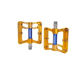 Kuqiqi Spares Kuqiqi Mountain Bike Pedals 9 / 16 Cycling 3 Pcs Sealed Bearing Bicycle Pedals, Multiple Colour The latest style, and durable (Color : Gold)