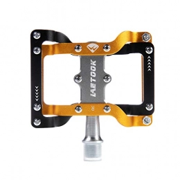 Letook Bike Pedals CNC 3 Bearing Lightweight In-Mold Aluminum Mountain Bike Bicycle Pedal Wild Platform for Biking Black&Yellow