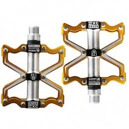 LIDAUTO Spares LIDAUTO Mountain Bike Pedals Aluminum Alloy 9 / 16" Butterfly Structure, golden