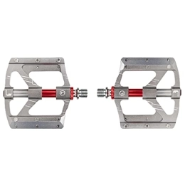 LTHAPPYFUL Mountain Bike Pedal LTHAPPYFUL MTB Road Mountain Bike Pedals Bicycle Pedals, 3 Bearings Aluminum Alloy Surface Lightweight Non-Slip Aluminum Strong Pedals with Anti-Skid Nails Fits Most Bikes, Titanium Color Pair