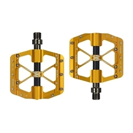JEMETA Spares Mountain Bike Pedal Aluminum Alloy Bearing Pedal Non-slip Pedal Bicycle Accessories replace (Color : Golden)