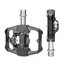 BUYYUB Spares Mountain Bike Pedals, Aluminum Alloy Pedals, Dual Function Flat Bottom and SPD Pedals, 3 Sealed Bearing Platform Pedals