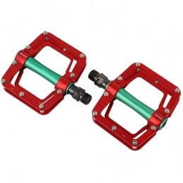 Bediffer Spares Mountain Bike Pedals, Lightweight Anti-Skid Flat Pedals Durable for Road Mountain BMX MTB Bike(Red Green)