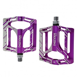 TANCEQI Spares Mountain Bike Pedals of Lightweight 9 / 16" Bearings Ultra Strong CNC Machined Alloy Bicycle Non-Slip Pedal with 3 Sealed Bearings 16Pcs Anti-Slip Pins Surface MTB BMX Cycling Bicycle Pedals, Purple