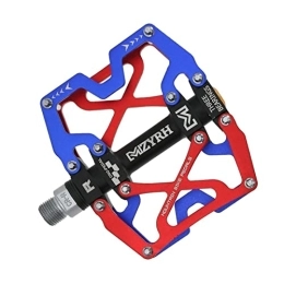 CNRTSO Spares Mountain MTB Bike Wide Pedals 9 / 16" Cycling Sealed 3 Bearing Pedals CNC Machined Lubricated Sealed Bearing Platform Pedals Bike pedals (Color : Red and Blue)
