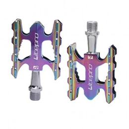 NaiCasy Mountain Bike Pedal NaiCasy 1pc foldable mountain bike pedal platform flat bike pedal riding light aluminum pedal (purple)