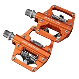 NOPHAT Mountain Bike Pedal NOPHAT MTB Bike Clipless Pedals Self-locking CNC Aluminum Alloy DU Bearing SPD Double Flat Platform Mountain Bicycle Pedal (Color : Orange)