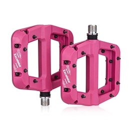 CNRTSO Spares Nylon Fiber Bicycle Pedal Ultralight Wide Bearing Pedal Flat Platform Pedals 9 / 16 Inch Bearing Pedals Mountain Bike Pedal Bike pedals (Color : Pink)