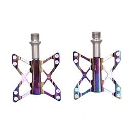 Alomejor Spares Pair Bike Pedals, Colorful Mountain Bike Platform Pedals Road Bicycle Anti‑Slip Alloy Pedals Replacement
