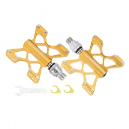 perfeclan Spares Perfeclan Aluminum Alloy Ultralight Bike Flat Platform Pedals Mountain Road MTB BMX Folding Bicycle Cycle 14mm Thread Replacement Component - Golden