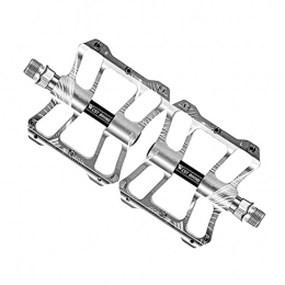 perfeclan Spares Perfeclan Mountain Bike Pedals, Strong CNC Machined 9 / 16" Cycling Sealed 3 Bearing Bicycle Flat Pedals - silver
