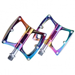 PoeHXtyy Mountain Bike Pedal PoeHXtyy 1 Pair Universal Mountain Rainbow Bike Pedals Non-Slip Aluminum Platform Pedal Ultra Sealed Bearing for Road Mountain Bike