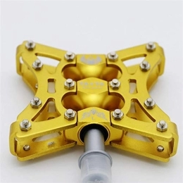 PPLAS Mountain Bike Pedal PPLAS Mountain Bicycle pedals Road bike 3 Bearings Bearing pedal downhill Anti-skid Ultralight Aluminum cycling pedal (Color : Gold)