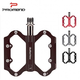 PROMEND Lightweight Aluminum Alloy Bicycle Mountain Bike Pedal, Riding Bearing Accessories, Three Palin Metal, 9/16, Black