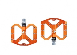 QSCTYG Spares QSCTYG Bike Pedals Mountain Non-Slip Bike Pedals Platform Bicycle Flat Alloy Pedals 9 / 16" 3 Bearings For Road MTB Fixie Bikes bicycle pedal (Color : Orange)