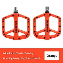 QSMIANA Spares QSMIANA Bicycle pedal Bike Pedal Mountain Bicycle Pedals Platform Nylon Anti-Slip Pedals Cycling Large Flat Mtb Pedal Parts, Orange