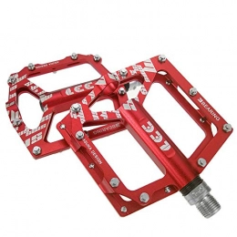 Qwqbwb Spares Qwqbwb Mountain Bike Pedal Comfortable Three-Bearing Pedal Bicycle Anti-Skid Node, CNC Machining High-Strength 6061 Aluminum Alloy Body, Standard 9 / 16, Red