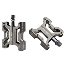 Qwqbwb Spares Qwqbwb Mountain Bike Pedal, Non-Slip Knot, CNC Machined Aluminum Body Cr-Mo 9 / 16" Threaded Spindle, 3 Sealed Bearings Titanium Color