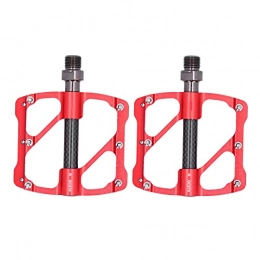 RiToEasysports Mountain Bike Pedal RiToEasysports Bike Pedals, 1 Pair 3 Bearings Pedals with Anti‑Slip Nails for Mountain Bike Road Bike Bicycle(red)