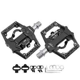 ROADNADO Spares ROADNADO Mountain Bike Pedals Dual Function Clipless Flat Pedals SPD Compatible Sealed Bearing CNC Aluminum Alloy for MTB Road Bike Black