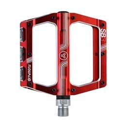 SB3 Spares SB3 - Flowy AM 2 Pedals - Pair of Bicycle Pedals - Aluminium body, Crmo axle, Nubs - Flat Pedals Ideal for Hiking and All Mountain - Red
