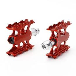 SFSHP Mountain Bike Pedal SFSHP Folding Bicycle Feet Tread, Road Mountain Bike Foot Kick, Lightweight Bearing Aluminum Alloy Feet Tread Plate, Red