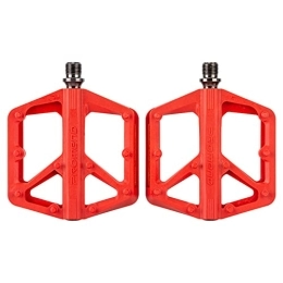 SHHMA Spares SHHMA Bike Pedals, Cr-Mo Double DU Spindle Mountain Bike Pedals, Non-Slip Waterproof Dustproof New Nylon Fiber Road Flat Bike Pedals for Mountain Bike ＆ Road Bike, Red