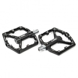 SHHMA Spares SHHMA Mountain Bike Pedals, 9 / 16" DU Bearing Ultra Strong CNC Machined Alloy Bicycle Non-Slip Flat Panel Is Wide Pedal, Black