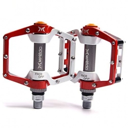 SNOWINSPRING Spares SNOWINSPRING Bicycle Pedals Mountain Bike Anti-Skid Pedals Aluminum Alloy Pedals Bicycle Bearings Pedals Ultra-Light Bicycle Pedals Red+White