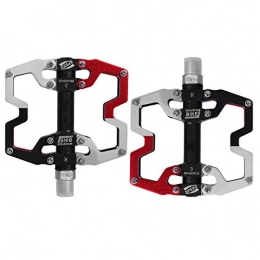 SYLTL Mountain Bike Pedal SYLTL Bicycle Pedal, Aluminum Alloy Mountain Bike Pedals General Riding Road Bike Hybrid Pedals Antiskid, blackred