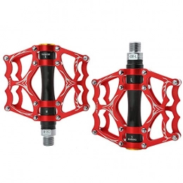 SYLTL Mountain Bike Pedal SYLTL Bike Pedals, Mountain Bike Pedals Universal Bearing 1 Pair Aluminum Alloy Road Bike Hybrid Pedals, blackred