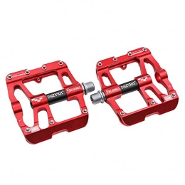 TANCEQI Spares TANCEQI Bicycle Pedals Aluminum Alloy Non-Slip 9 / 16 Wide Plus Flat Cycling Pedals Sealed Bearing Axle Boron Steel Spindle with Metal Texture for Mountain BMX Road Bicycles, Red