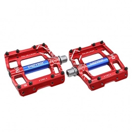 TANCEQI Spares TANCEQI Bicycle Pedals Cycling Bike Pedals Aluminum Alloy Non-Slip Bicycle Platform Pedals Mountain Road Bike Bicycling Pedals with 20 Anti-Skid Pins 9 / 16 Inch Boron Steel Spindle for BMX / MTB, Red