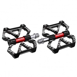 TANCEQI Spares TANCEQI Mountain Bike Pedals Aluminium Alloy Bicycle Wide Platform Pedals with 3 Sealed Bearings & 20Pcs Anti-Slip Pins, MTB BMX Bicycle Cycling 9 / 16" (1Pair), Black